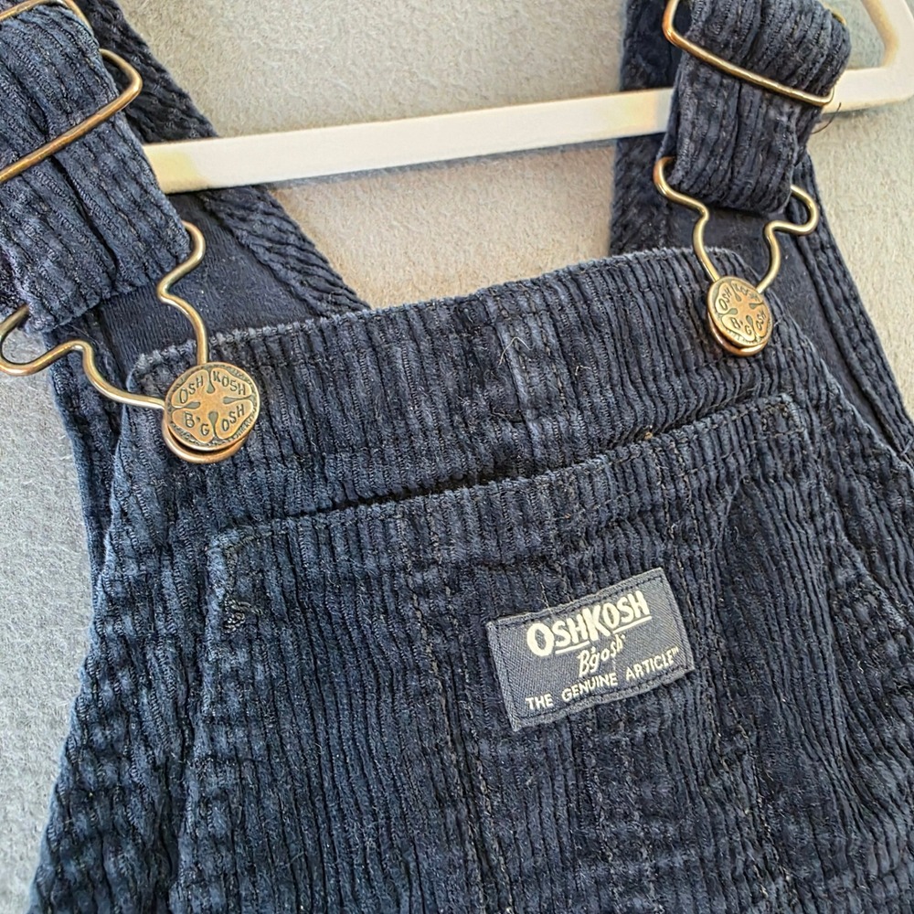 OshKosh B'gosh Toddler Boys Navy Blue Corduroy Overalls 2T 2A Vestbak - Picture 2 of 8